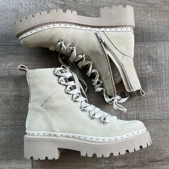 Steve Madden Rainier Lace Up Boot Sand Suede 7 - Picture 5 of 8